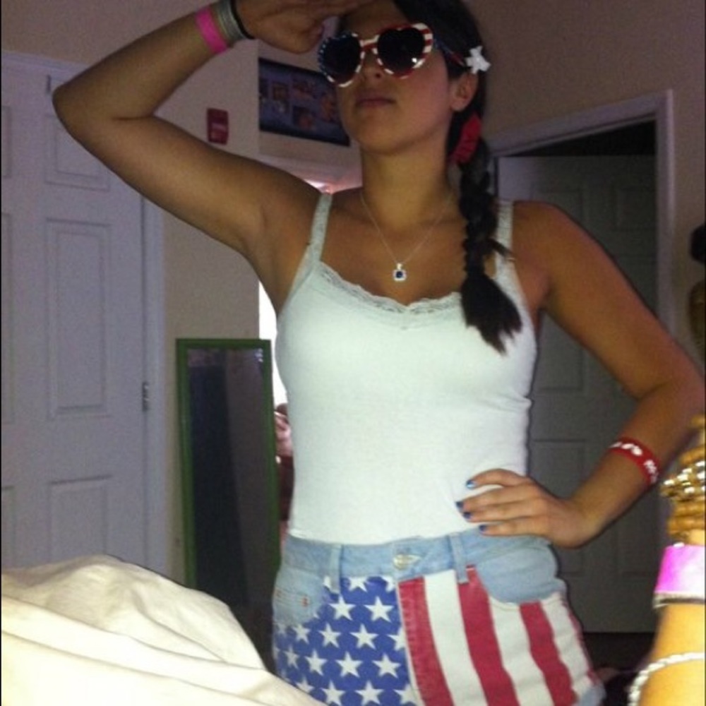 Topshop American Flag Jean Shorts